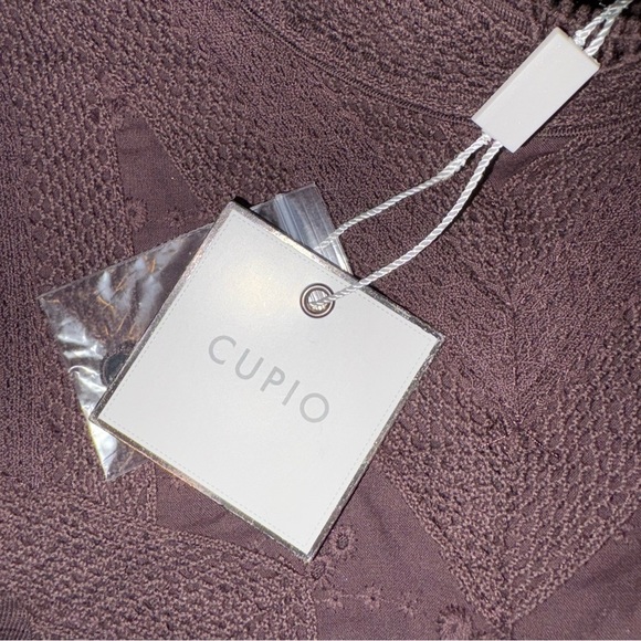 Cupio Chocolate/Plum Mandarin Collar Ruffled Blouse - Picture 3 of 8